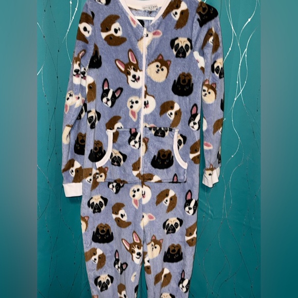 Women’s Cute Dog Print Fleece Onesie - Picture 2 of 5